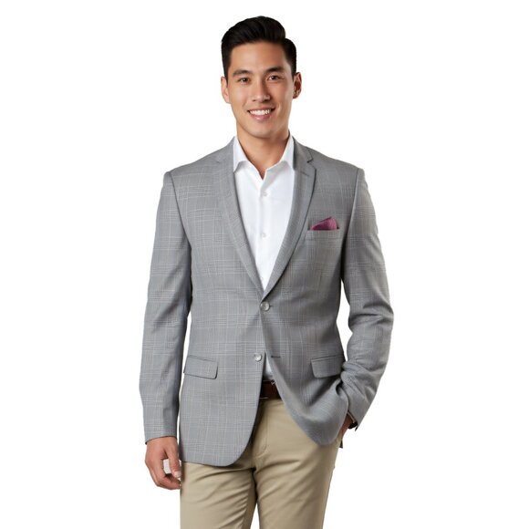 Mens Blazer Jacket Glen Check Pattern, Grey - Picture 1 of 5